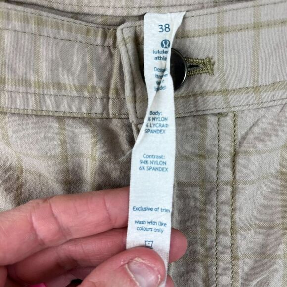 Lululemon Plaid Chino Golf Shorts Men's 38 10.5" Inseam Beige Nylon Spandex - Picture 4 of 11